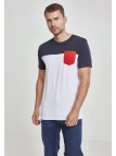 T-shirt 3-Tone Pocket White/Navy/Red