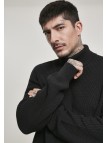 Sweter TB3130 Cardigan Stitch Roll Neck Black