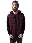 Hooded Checked Flanell Sweat Sleeve Black/Burgundy