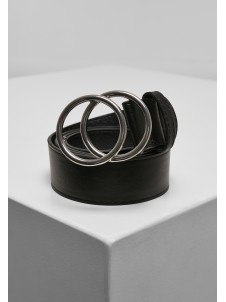 Skórzany Pasek Ring Buckle Black/Silver