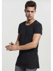 T-shirt Long Shaped Side Zip Black