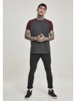 T-shirt TB639 Raglan Contrast Charcoal/Burgundy