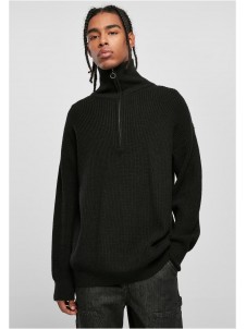 Sweter Oversized Knitted Troyer Black