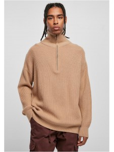 Sweter Oversized Knitted Troyer Unionbeige
