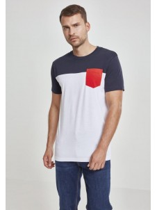 T-shirt TB969 3-Tone Pocket White/Navy/Red