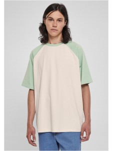 T-shirt Organic Oversized Raglan Whitesand/Vintagegreen