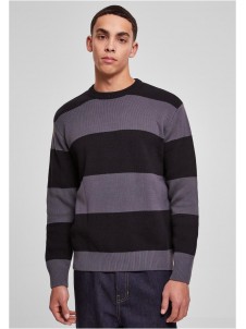 Sweter Heavy Oversized Striped Black/Darkshadow