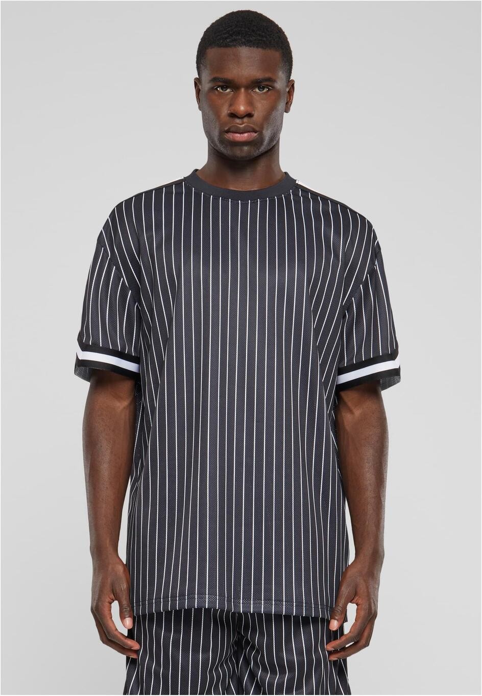 T shirt Oversized Striped Mesh Black White 76583 koszulki Skateshop Black Town
