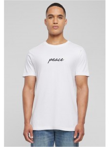 T-shirt Peace Wording EMB White
