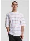 T-shirt Oversized Sleeve Modern Stripe White/Lemonadepink