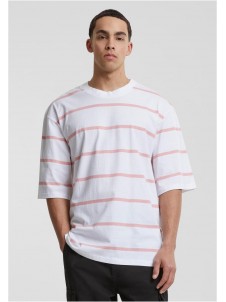 T-shirt Oversized Sleeve Modern Stripe White/Lemonadepink